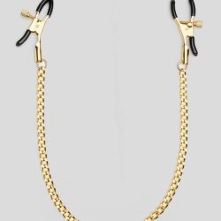Bondage Boutique Adjustable Nipple Clamps with Gold Chain
