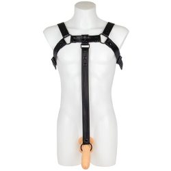 Bondara Luxe Black Men's Heavy-Duty Chest Harness With Cock Ring