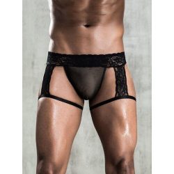 Bondara Man Men's Black Lace Suspender Thong