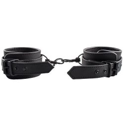 Bondara Matte PU Black Detachable Ankle Cuffs