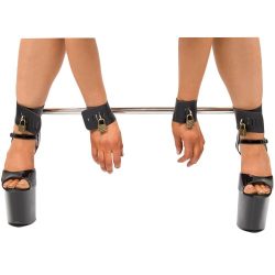 Bondara Spreader Bar With Four Faux Leather Padlocked Cuffs