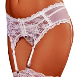 Exposed Lace Suspender Belt in White