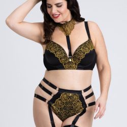 Fifty Shades of Grey Captivate Plus Size Black and Gold Bra Set