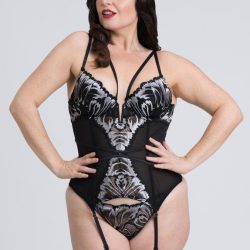 Fifty Shades of Grey Captivate Plus Size Black and Silver Basque Set