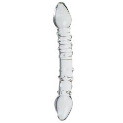 Glacier Glass Clear Spiral and Dot Dual-Sided Dildo