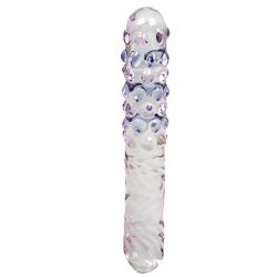Glacier Glass Pink and Blue Textured Dildo