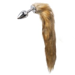 Kinky Tails Vixen Natural Faux Fur Stainless Steel Tail Butt Plug