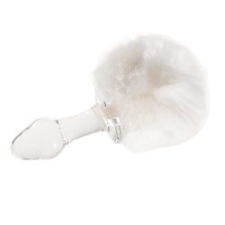 Kinky Tails White Bunny Glass Butt Plug
