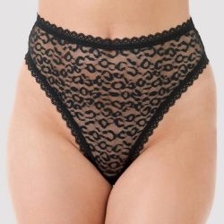 Lovehoney Black High-Waisted Leopard Lace Thong