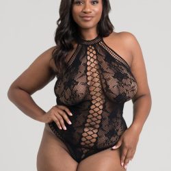 Lovehoney Plus Size Black Lace and Fishnet Thong Body