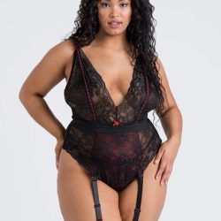 Lovehoney Plus Size Twilight Rose Black Lace Suspender Body