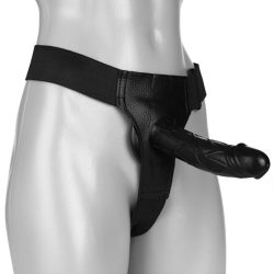 Stiff Competition Black Unisex Hollow Strap-On - 6 Inch
